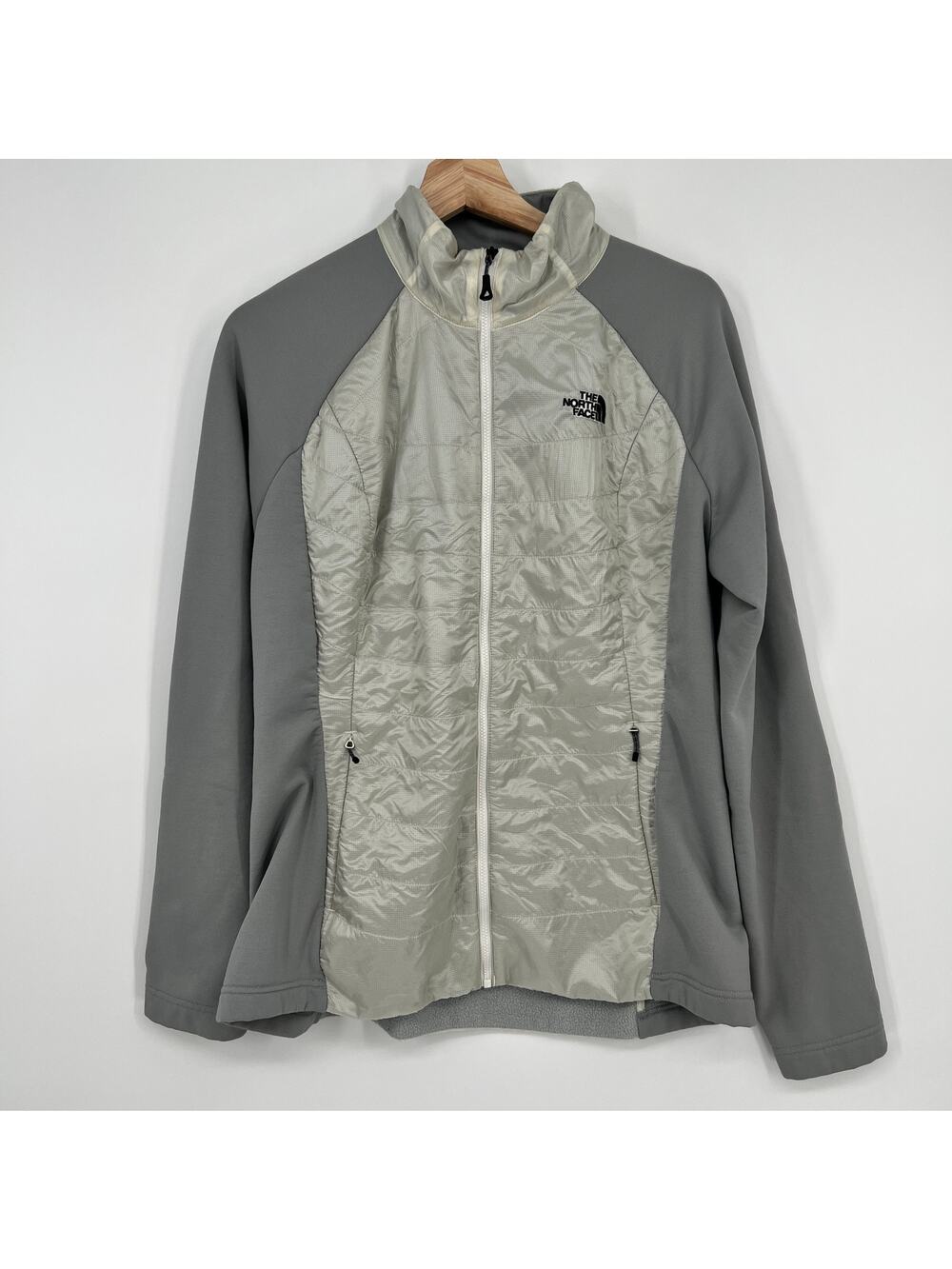 The North Face Jacket Womens Summit Series Large White Gray Stretchy Quilted
